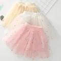 2022 Summer New Infant Girls Floral Embroidered Mesh Tutu Skirt Kids Faldas Soft Tulle Miniskirt for