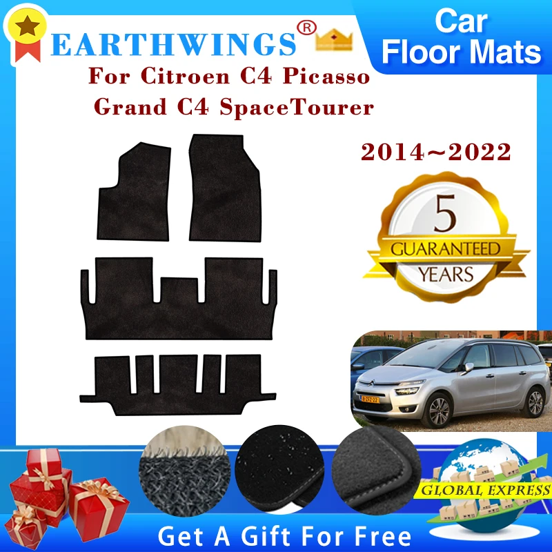 Per Citroen C4 Picasso Grand C4 SpaceTourer 7 posti 2014 ~ 2022 Tappetini per auto Pannello Pedane Tappeti Copertura Tappeti Accessori auto