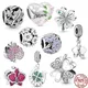 NEW 925 Sterling Silver Four-Leaf Clover Purple Daisy & Lily Charm Beads Fit Original Pandora