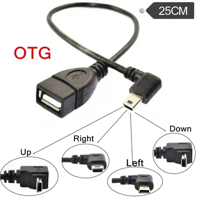 90 grad Up Down Links Rechts Abgewinkelt Mini USB OTG Kabel USB 2,0 Buchse auf Mini USB 5 Pin Image