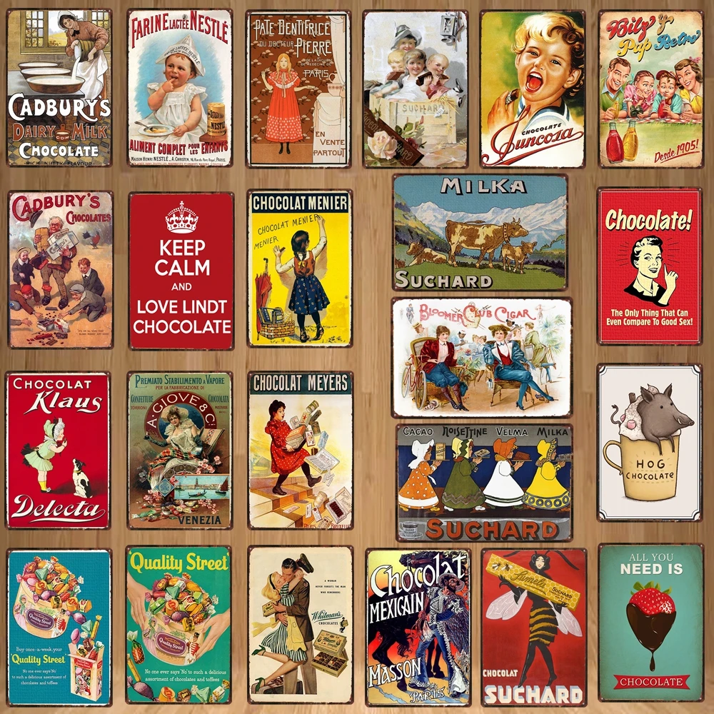 【YZFQ】Food Sugar Sign Vintage Tin Plate Candy Bar Poster Metal Wall Pub Kitchen Restaurant Home Art Decor DU-6798B