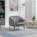 Accent Chair with Ottoman, Upholstered Arm Chair Velvet Sofa Chair with Footrest for Livingroom,Grey