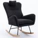 Rocking Chair Nursery, Modern Rocking Armchair w/Headrest, Comfy Wingback Rocker Glider Chair for Nursery, Living Room,Black