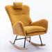 Rocking Chair Nursery, Modern Rocking Armchair w/Headrest, Comfy Wingback Rocker Glider Chair for Nursery, Living Room,Yellow