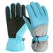 Biziza Kids Snow Gloves for Boys Girls Winter Waterproof Insulated Kids Ski Gloves Thickening Warm Windproof Outdoor Gloves Cyan