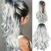 Ediodpoh Full Head Cover Ladies Gray Gradient High Temperature Silk Hair Set Long Big Wave Curly Hair in The Middle Part Dyeing Wigs for Women White_001