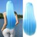 Ediodpoh Blue Long Straight Wig Hair 150% Density for Lolita Anime Cos Play Party Women Wigs for Women Light blue