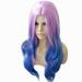 Ediodpoh Women s Fashion Wig Blue Synthetic Hair Long Wigs Wave Curly Wig Wigs for Women Blue