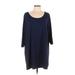 Ellos Casual Dress - Mini Scoop Neck 3/4 sleeves: Blue Solid Dresses - Women's Size Large