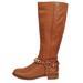 Coach Shoes | Coach Mabel Light Brown Leather Round Toe Gold Chain Riding Boots Women's Size 5 | Color: Brown/Gold | Size: 5