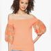 Free People Tops | Free People Womens Rock With It Embroidered Orange Knit Blouse Size Xs | Color: Orange | Size: Xs