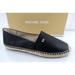 Michael Kors Shoes | Michael Kors Kendrick Slip On Espadrille Flats Mk Logo Leather Black Size 7 | Color: Black | Size: 7