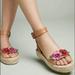 Anthropologie Shoes | Anthropologie Tan Leather Flower Wedge Sandal 10 | Color: Tan | Size: 10