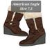 American Eagle Outfitters Shoes | American Eagle Brown Faux Fur Wedge Boots | Color: Brown/White | Size: 7.5