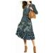 Michael Kors Dresses | Micheal Kors Multi-Printed Peasant Long Sleeve Midi Dress | Color: Blue | Size: M