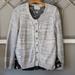 Anthropologie Sweaters | Anthropologie Field Flower Gray Shirting Cardigan | Color: Blue/White | Size: L