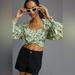 Anthropologie Tops | Anthropologie Twist Crop Top 2 Piece Set Bustier Long Sleeve Top Size 2x | Color: Green/Tan | Size: 2x