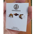 Giani Bernini Jewelry | Giani Bernini Brown White Pave Crystal Dog Sterling Silver Stud Earrings | Color: Brown/Silver/White | Size: Os