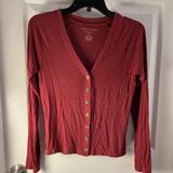 American Eagle Outfitters Tops | American Eagle Soft & Sexy Rib Long Sleeve V-Neck Knit Top Size S | Color: Red | Size: S