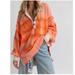 Free People Sweaters | Free People Sweater Pullover Orange Henley Polo Tye Die Rib Collar Long Sleeves | Color: Orange | Size: L