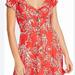 Free People Dresses | Free People Dress | Pockets Tie Back | Button Up Linen | Floral | Color: Red | Size: 8