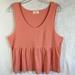 Anthropologie Tops | Anthropologie T.La Ribbed Babydoll Peplum Tank Top Size Xl | Color: Pink | Size: Xl