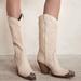 Free People Shoes | Free People Brayden Creme Leather Metal Toe Western Mid Boots Sz 38/41 | Color: Cream | Size: Various