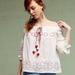 Anthropologie Tops | Anthropologie Harlyn Farina Embroidered Off The Shoulder Crop Top S Petite | Color: Red/White | Size: Sp