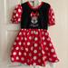 Disney Dresses | Disneyland Resorts Minnie Mouse Kids Xs Polka Dots Face Dress Red White Black | Color: Black/Red | Size: Xsg
