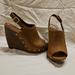 Jessica Simpson Shoes | Jessica Simpson Almond Tumbled Le P Kassidy Wedge Gold Accents Faux Wood Size 9 | Color: Brown/Gold | Size: 9