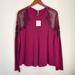 Free People Tops | Free People Nwt Daniella Mesh Lace Top Women’s Size Small Long Sleeves Wine | Color: Purple/Red | Size: S