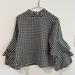 Zara Tops | Checkered Zara Blouse With Tiered Sleeves | Color: Black/White | Size: S