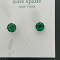 Kate Spade Jewelry | Kate Spade Nwot Trio Prong Crystal Stud Earrings | Color: Gold/Green | Size: Os