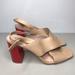 Kate Spade Shoes | Kate Spade New York Nude Leather Open Toe Strap Red Heels Women’s Sz 10m Us/41eu | Color: Cream/Red | Size: 10