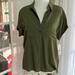 Lularoe Tops | Lularoe Amy Shirt Short Sleeves Button Up Army Green Sz Xxs | Color: Green | Size: Xxs