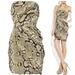 Michael Kors Dresses | Michael Kors Strapless Snakeskin Print Mini Dress Womens Size 2 Side Ruching | Color: Brown/Tan | Size: 2