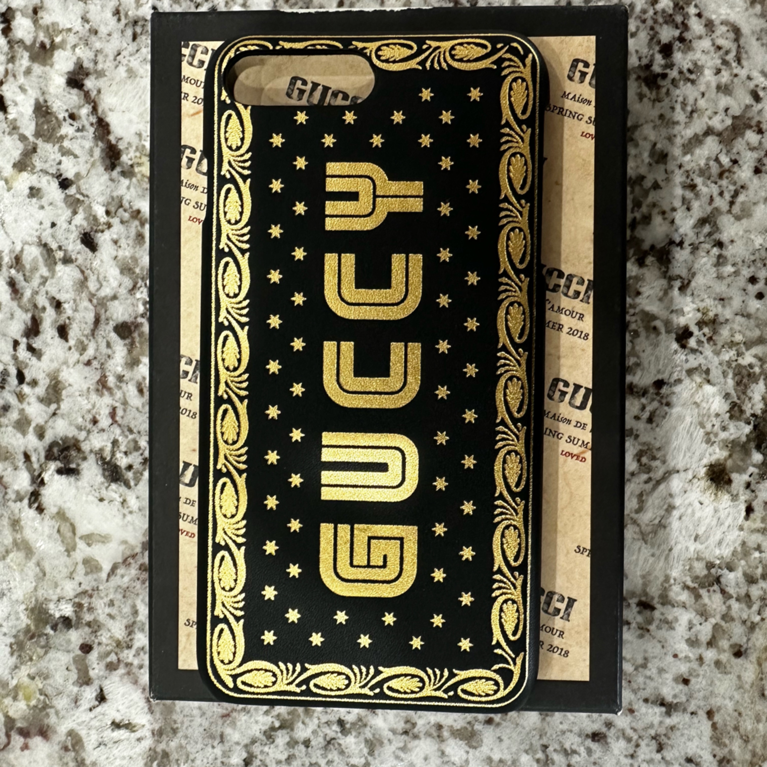 Gucci Cell Phones & Accessories | Gucci Iphone 7 Phone Case | Color: Black/Gold | Size: Os