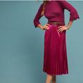 Anthropologie Skirts | Anthropologie Maeve Accordion Pleated Velvet Velour A Line Midi Skirt Pink | Color: Pink | Size: S