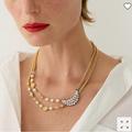J. Crew Jewelry | J. Crew Franchi Celestial Moon Pearl Necklace | Color: Gold/White | Size: Os