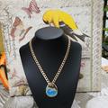 Dooney & Bourke Jewelry | Dooney & Burke Charm W/Necklace Euc. | Color: Blue/Gold | Size: See Photos