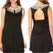 Free People Dresses | Free People Waffle Knit Dress With Crocheted Collar | Color: Black/Cream | Size: M