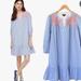 J. Crew Dresses | J Crew Embroidered Popover Dress Ruffled Hem Blue White Stripe Sz Xs | Color: Blue/White | Size: Xs