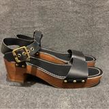 American Eagle Outfitters Shoes | American Eagle Sandals Women Size 8 Saint Platform Heel Shoes Black Faux Leather | Color: Black | Size: 8