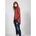 Free People Tops | Free People Long Sleeve Thermal Hi-Lo Split Back Top | Color: Red | Size: Xs