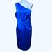 Michael Kors Dresses | Michael Kors Made In Italy Cobalt Blue Silk Cotton Blend One Shoulder Dress 14 | Color: Blue | Size: 14