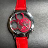 Disney Accessories | Disney Mickey Mouse Face Red See Through Large Face Watch Red Band 1018b | Color: Red | Size: Os