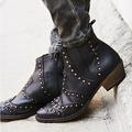 Free People Shoes | Free People Jones Studded Western Ankle Boots | Color: Black/Gray | Size: 40