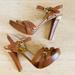 Michael Kors Shoes | Michael Kors Tan Leather And Gold Platform Heels Size 10 | Color: Gold/Tan | Size: 10