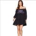 Free People Dresses | Free People Mini Dress Xs Black Embroidered Off Shoulder Tiered Long Sleeve | Color: Black | Size: Xs