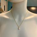 Coach Jewelry | Coach Dainty Light Pink Faux Pearl Pendant 18k/.925 Sterling Silver Necklace | Color: Gold/Pink | Size: Os